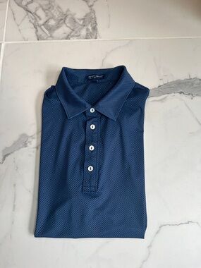 Peter Millar Navy Blue Microdot Performance Polo